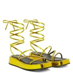 MELBURNE LACES-Yellow-Flats -Giuseppe Zanotti Shop E300042003 C 1