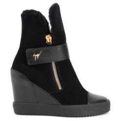 Giuseppe Zanotti Shop 24 ALETA WEDGE-Black-Mid Top Sneakers